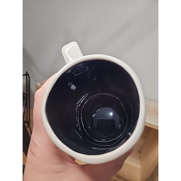 Rae Dunn HAUNTED Coffee Mug Cup White Mug BLACK INSIDE - Picture 6 of 6